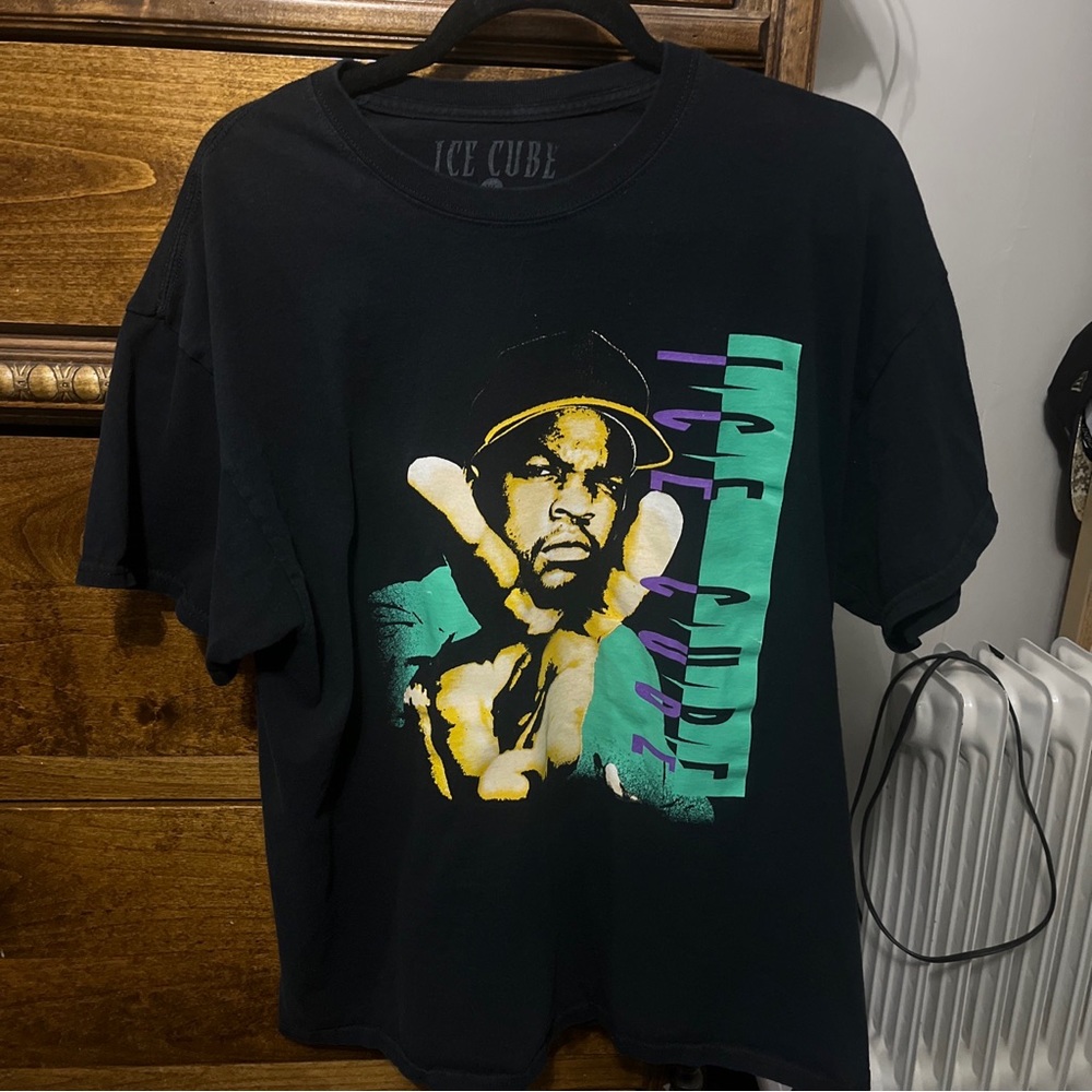 Vintage Ice Cube Men's Shirt Size XL Reverse Contrast Colors Rapper Portrait Tee